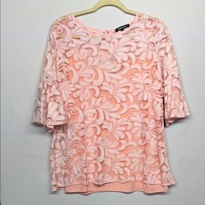 Relativity Pink Scroll Leaf Blouse